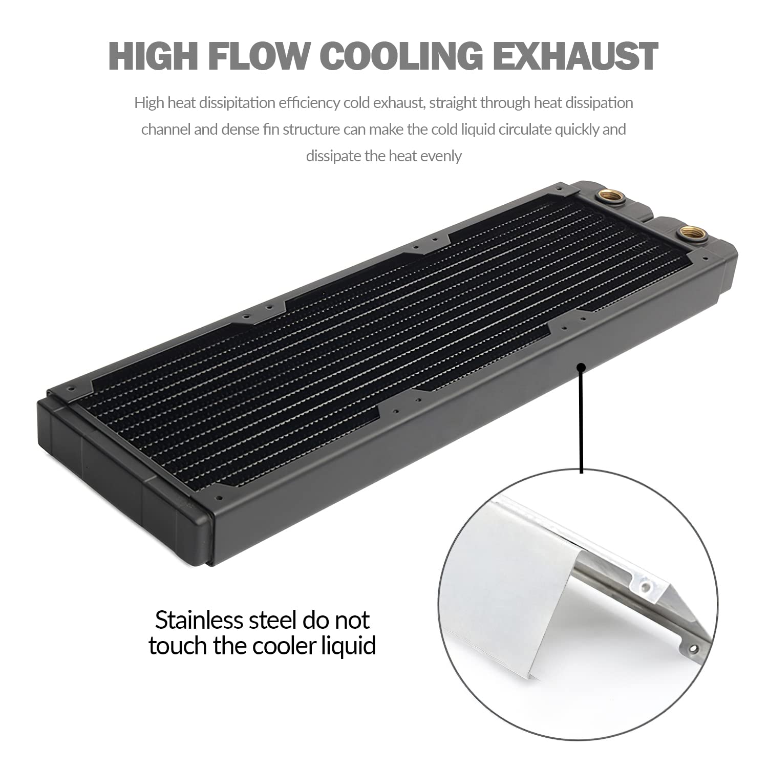 Dracaena Computer Radiator Copper Water Cooling Cooler for CPU Heat Sink - Liquid Heat Exchanger Dual G1/4 Port (360mm)