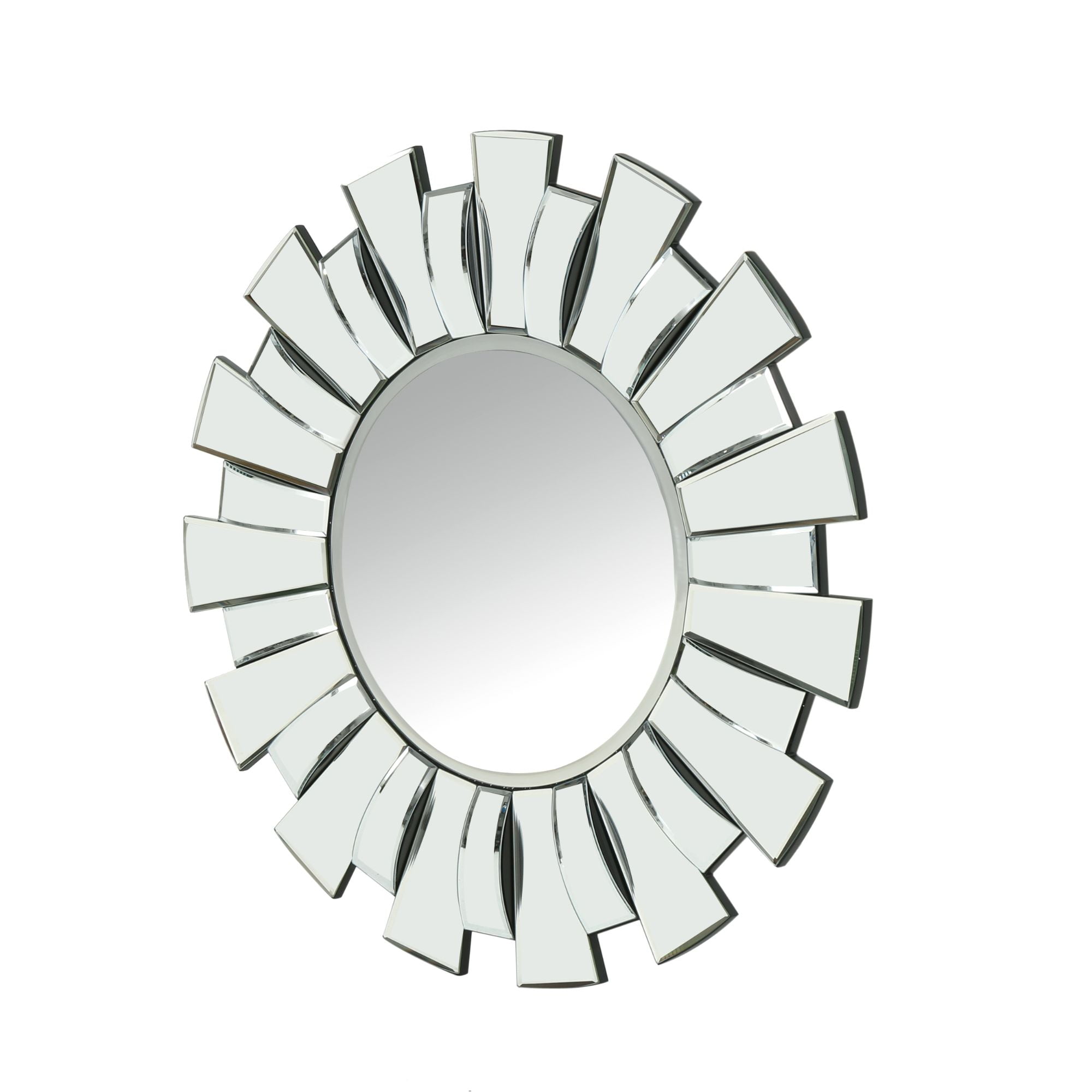 31.5" Clear and Silver Contemporary Sunburst Wall Mirror