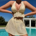 thumbnail image 4 of Falda Conjunto de falda de Bikini para mujer, 2 uds., faldas de verano tejidas, trajes de baño de playa de ganchillo Cgtredaw champán Única para Mujer, 4 of 6