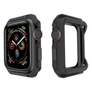 Case for Apple Watch Series SE/6/5/4 40mm, Kamon Soft Silicone Shockproof Protective Bumper Cover Case for Apple iwatch Series SE 6 5 Case23 (Black, 40mm)
