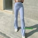 thumbnail image 1 of lolq-pantalones de cintura alta sexy de color sólido acampanados ajustados para mujerpangjing, 1 of 3
