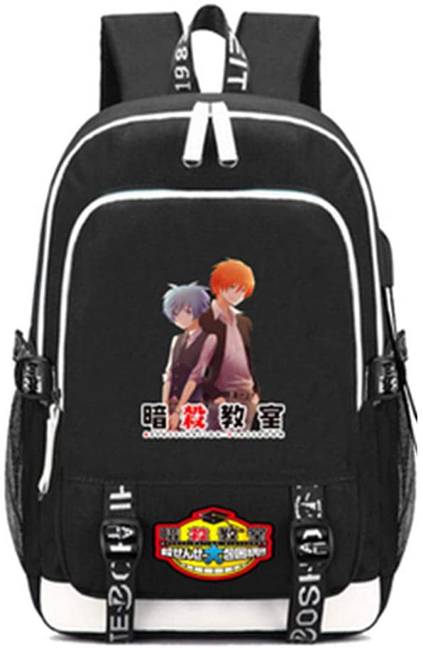 Assassination Classroom Cos Backpack Black Canvas Knapsack School Bag Bookbag 