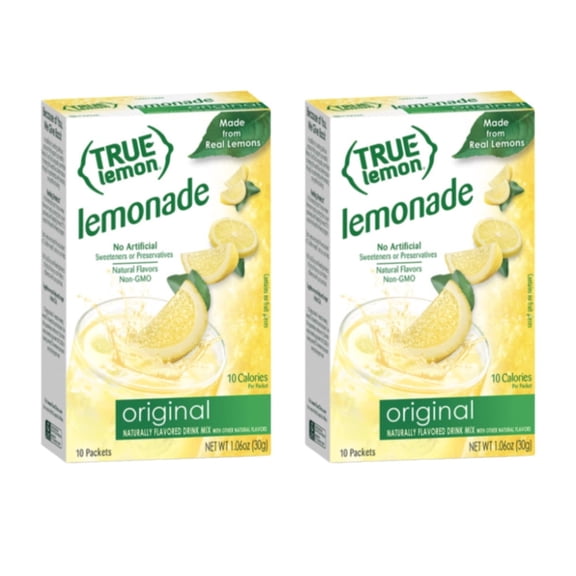 True Lemon Original Lemonade Drink Mix 10 Packets 1.06 Oz (2 Pack)