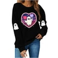 thumbnail image 2 of VKOYWKM Chandails d'Halloween pour Femmes Chandail Graphique Fantôme Col Rond Manches Longues chandail d'Automne Hauts de Fête Assortis Chandails d'Halloween pour la Famille, 2 of 9