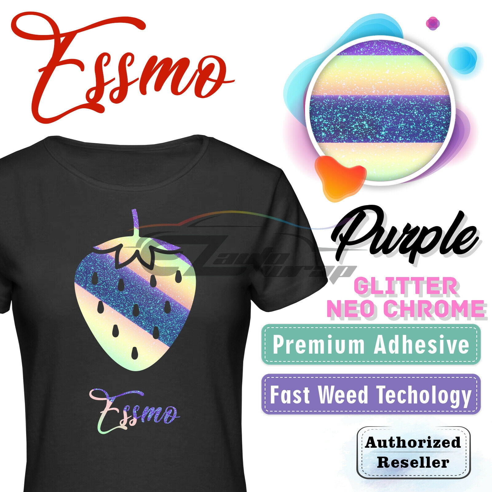 ESSMO™ Neo Chrome Glitter Holographic Sparkle T-Shirt Heat Transfer Vinyl HTV DHFL04 20"x48" (inches)