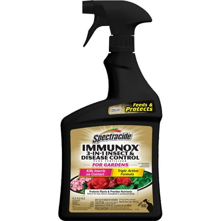 Spectracide Immunox 3-in-1 Insect & Disease Control Plus Fertilizer For Gardens, Ready-to-Use, 32-fl
