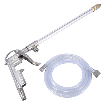 Unique Bargains Silver Tone Metal High Pressure Long Nozzle Engine Cleaning Gun w Plastic Hose