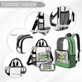 thumbnail image 3 of ZUXONGSY Green Soccer Print 3-in-1 Clear Backpack Set with Mesh Side Pockets, Transparent Bookbag, Lunch Bag & Pencil Case, See Through Bags for School, Stadium, Travel, 3 of 5