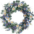 thumbnail image 1 of Corona de primavera de 16 pulgadas, adorno colgante para puerta, ventana o puerta. Violeta, 1 of 8