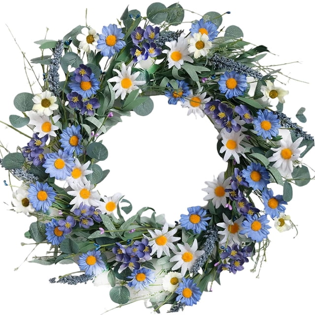 Corona de primavera de 16 pulgadas, adorno colgante para puerta, ventana o puerta. Violeta