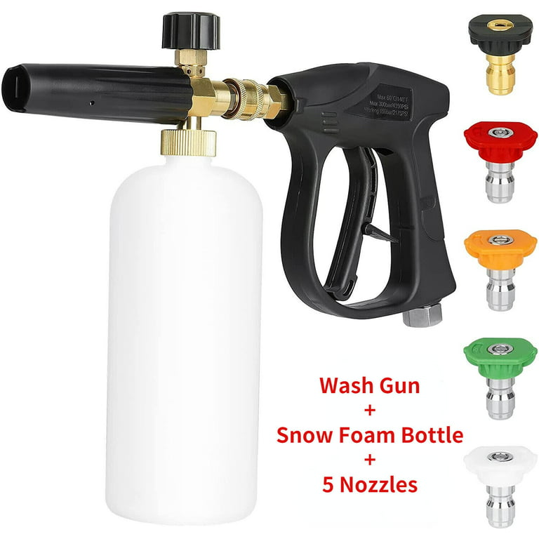 DFITO Adjustable Foam Cannon 1 Liter Bottle Snow Foam Lance with 1/4 Quick  Connector for 5 Pressure Washer Gun Jet Car Wash for Car Outdoor Cleaning 