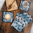thumbnail image 5 of Blue Butterfly Cloud Pattern Kitchen Oven Mitt and Pot Holder Sets 4 Pcs for Baking, Cooking and Grilling, Heat Resistant Up To 392 °F, 5 of 7