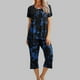 Lolmot Femmes Printing Round Neck Short Sleeve Sleepshirt et Pants Sets Loungewear Pajamas With Pockets – image 2 sur 8