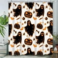 thumbnail image 2 of Halloween Shower Curtain Funny Cute Ghost Evil Pumpkins Cartoon Pattern Shower Curtain Halloween Bathroom Set Waterproof Bath Decoration Accessories Home Decor, 72x72 Inch, 2 of 6