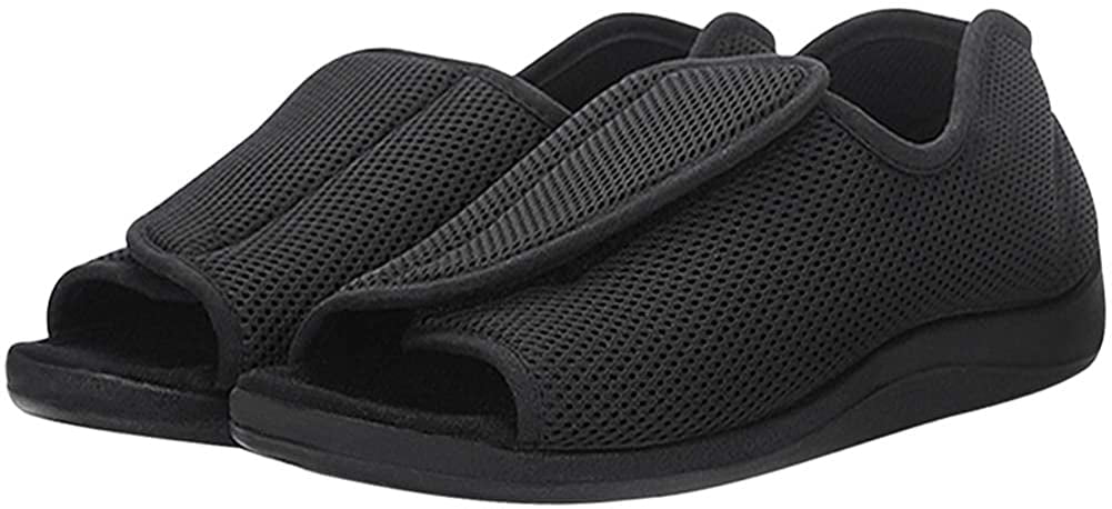 Diabetic Orthopedic Mens Easy Close Wide-Fitting Touch Close Bar-strap Shoe Slipper