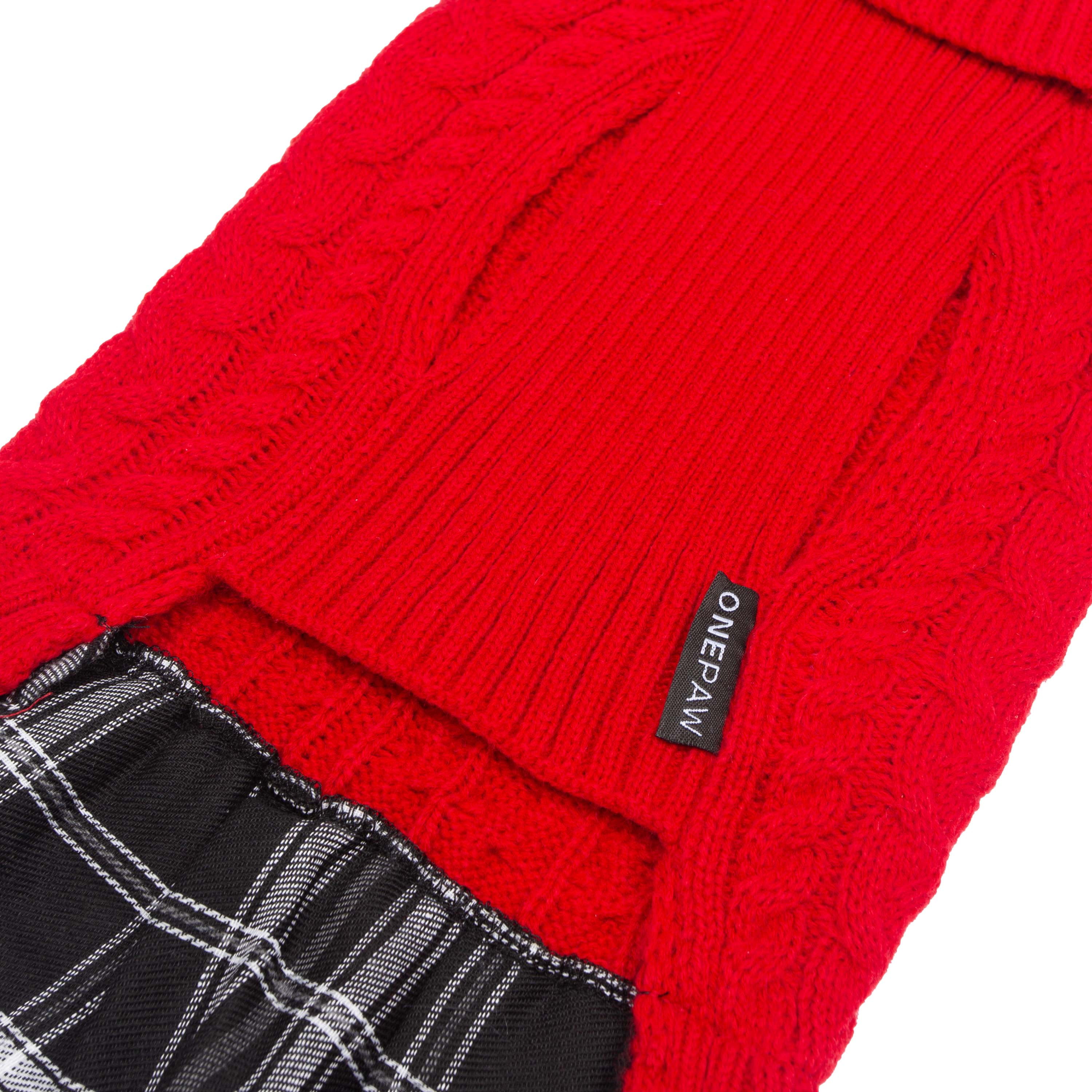 One Paw, Holiday Dress Sweater, Dog Sweater, Built-in Skirt, ONEPAW EX HOLIDAY SWEATER