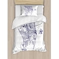 thumbnail image 1 of Girls Twin Size Duvet Cover Set, Young Girl with Tattoos and Butterflies Free Your Soul Inspired Long Hair Feminine, Decorative 2 Piece Bedding Set with 1 Pillow Sham, Purple White, by Ambesonne, 1 of 3