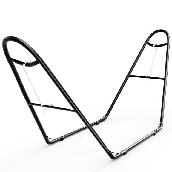 Global Double Hammock Stand – Heavy Duty Steel Frame, 550 lbs Capacity, Adjustable for 9-14 ft Hammocks, Outdoor Stable Base, Easy Assembly, Black Color