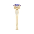 thumbnail image 3 of ANGARA Natural Oval Tanzanite Split Shank Ring with Trio Diamonds in 14K Yellow Gold for Women (Size-7x5mm) | December Birthstone, Anniversary, Jewelry Gift for Women | Natural Tanzanite Ring, 3 of 9