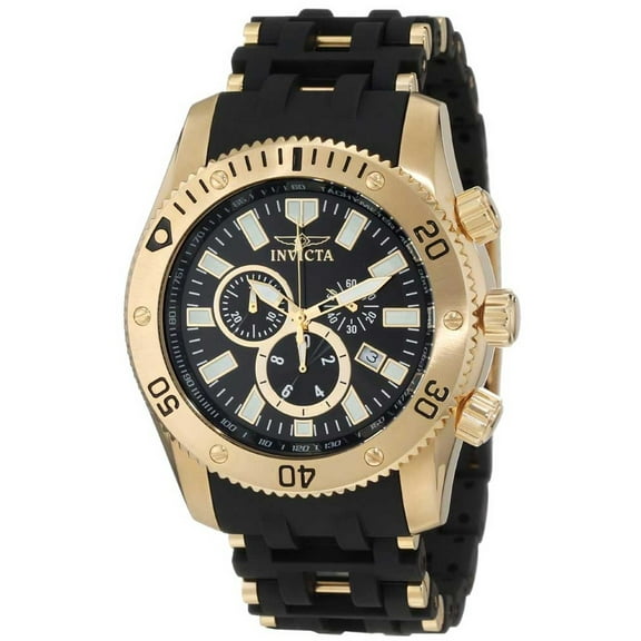 Invicta Men's 0140 Spider Collection Gold Tone Black Dial Rubber Strap Chronograph Watch