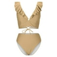 thumbnail image 5 of Lopeceal Women High Waisted Bikini Sets Tummy Control Swimsuits Ruffle Sleeve Two Piece Bathing Suit V Neck Swimwear, 5 of 7