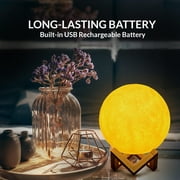 Himalayan Glow 3D Printed Moon Lamp with Stand - 6 inches, Dimmable, Rechargeable, Touch LED Night Light