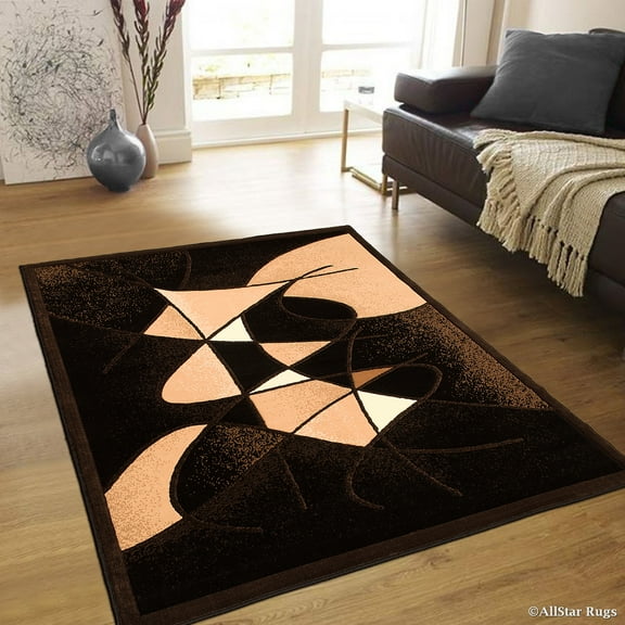 Allstar Black Abstract Modern Area Carpet Rug (5' 2" x 7' 2")