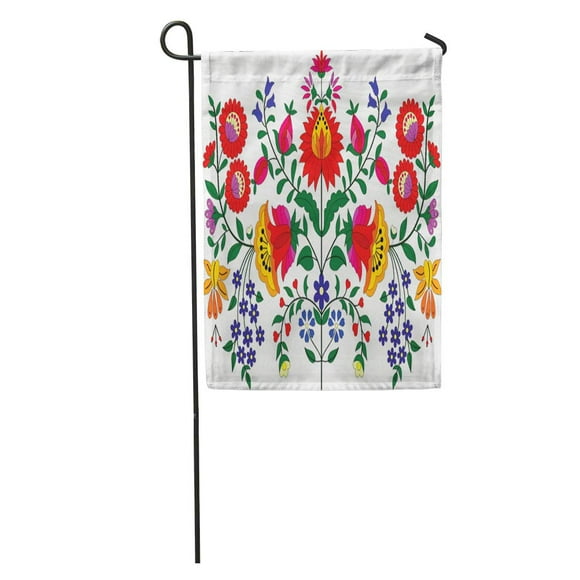 NUDECOR Floral Hungarian Folk Abstract Pattern Vintage Artistic Beautiful Culture Drawn Garden Flag Decorative Flag House Banner 28x40 inch
