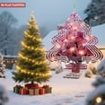 thumbnail image 3 of Elegant Metal Hanging Christmas Tree Wind Spinner - Intertwined Pink Lines with White Roses & Soft Pink Lights for Garden Decor, 3 of 7