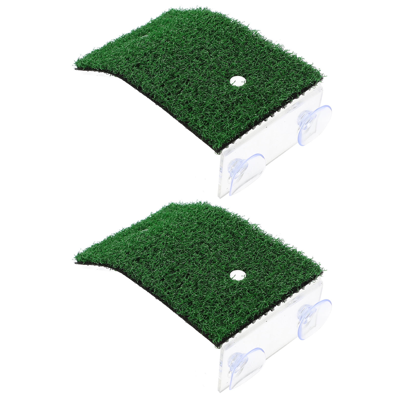 COMPUKAS 2Pcs Wear-Resistant Acrylic Turtle Dock Green Decorative Platform for Reptile Sunbathing