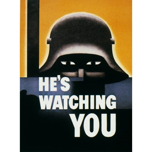 Wwii Propaganda Poster N He S Watching You American World War Ii Poster 1942 By Glenn Grohe Poster Print By 24 X 36 Walmart Com Walmart Com