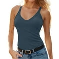 thumbnail image 1 of Breezora Slim Fit Ribbed Camisole with Spaghetti Straps for Women Stretchable Layering Tank Soft Comfort Essential Underpiece XL Size Blue, 1 of 6