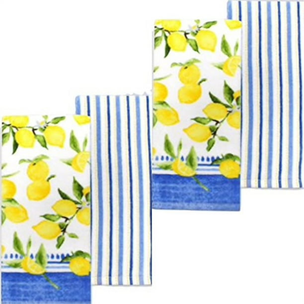 Food Network Striped Lemon Kitchen Towel 4 Pack Set Walmart Com Walmart Com