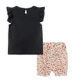thumbnail image 3 of LittleSpring Little Girls Black Summer Outfits T-Shirt and Floral Shorts Set 2 Piece Outfit Cartton Pattern 5T, 3 of 6