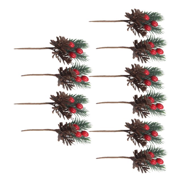 Billuyoard 10 unids/set de tallos de bayas rojas compactos y ligeros para decoraciones navideñas portátiles, ramas de pino Kits de decoración para fiestas Tipo 1