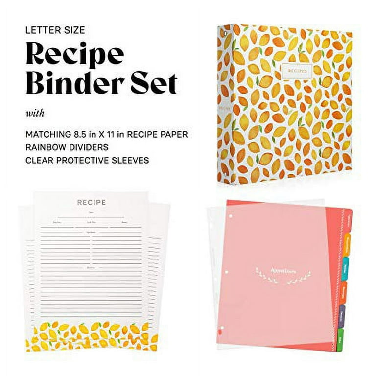 Recipe Binder Kit 8.5x11 (Midnight Bloom) - Full-Page with Clear