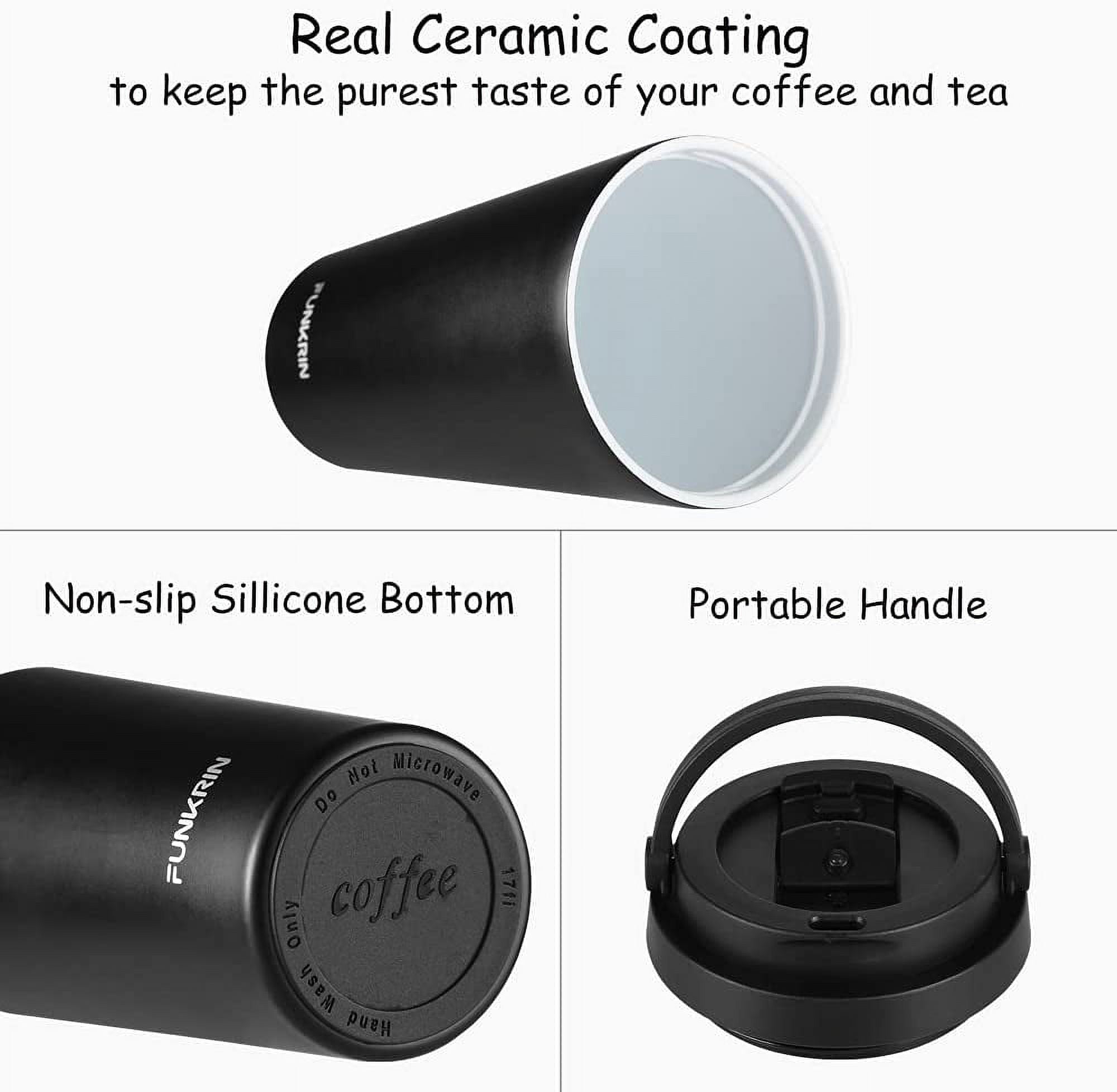Funkrin Insulated Coffee Mug with Ceramic Coating, 16oz Iced Coffee Tumbler  Cup with Flip Lid and Ha…See more Funkrin Insulated Coffee Mug with