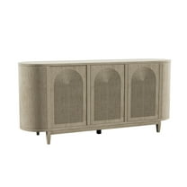 Furniture of America Cheri Art Deco Solid Wood 3-Door Server, White Oak