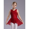 thumbnail image 4 of TTAO Kids Girls Lyrical Dance Dress Crisscross Back Ballet Leotard Tutu Skirts Ice Skating Dancewear Burgundy 16, 4 of 7