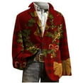 thumbnail image 7 of hlysgo Men's Retro Plaid Christmas Blazer Trendy Xmas Print Corduroy Suit Jacket Winter Holiday Party Blazer Jacket Casual Stylish Sport Coats Red S, 7 of 7