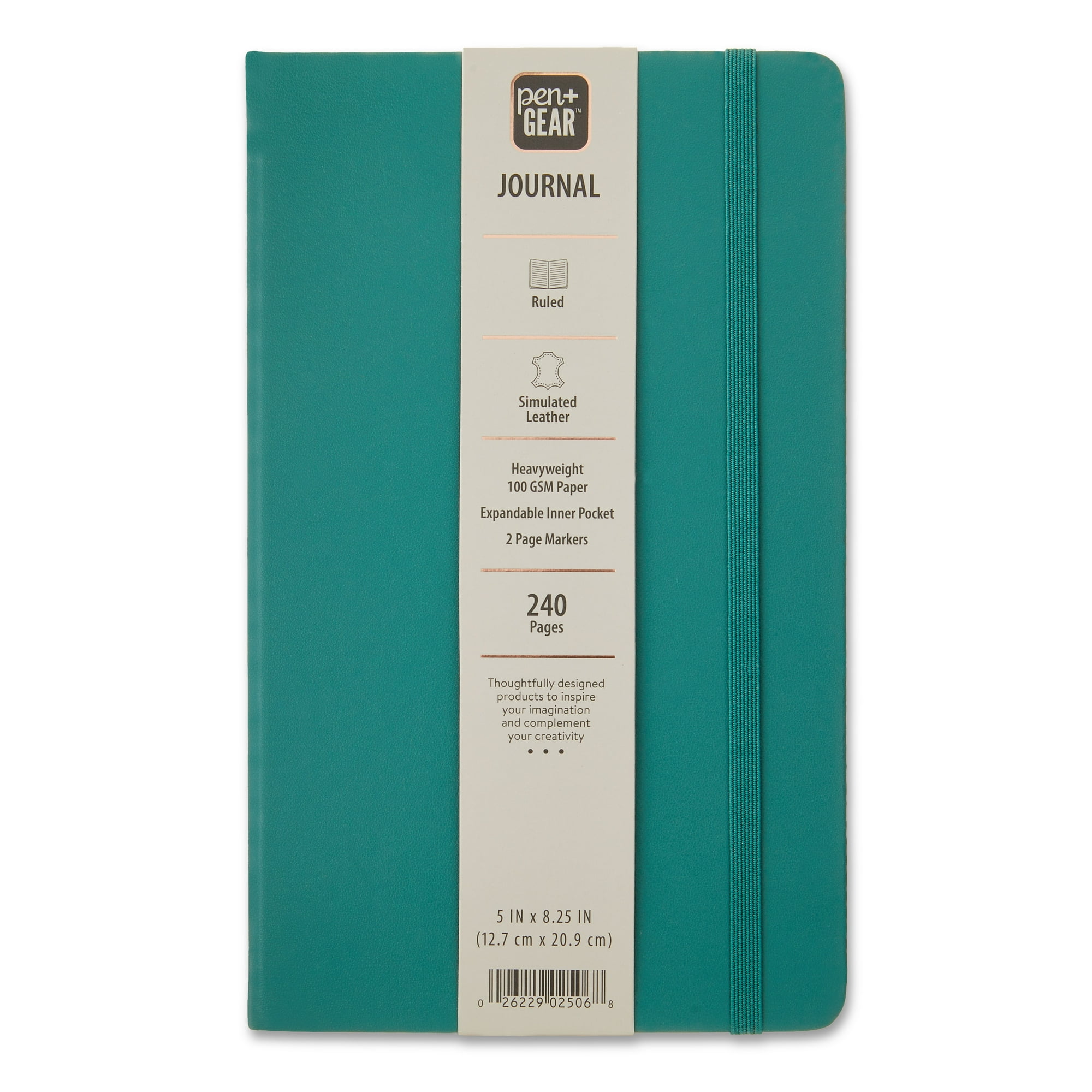 Pen+Gear 120ct Medium Ruled Journal, Green Emerald, 100 GSM
