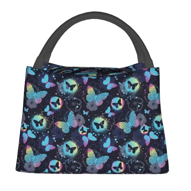 Balery Blue Butterfly Bolsa de Aislamiento Portátil – Bolsa de Almuerzo con Forro de Aluminio Mejorado, Funda Impermeable y Fácil de Limpiar para Picnic y Caja de Almuerzo