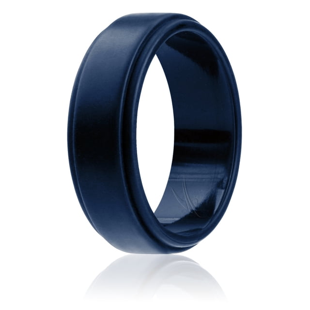 Anillo de bodas de silicona - Estilo borde escalonado - Azul de ROQ para Hombre - Anillo de 9 mm