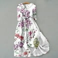thumbnail image 2 of Spring Sale 2024！Hontri Dresses for Women 2024 Women's Casual Art Floral Print Button Mid Length Sleeve Loose Dress with Full Swing Dress Womens Dresses ,, 2 of 3