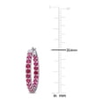 thumbnail image 3 of Gem & Harmony 3.00 Carat (Ctw) Lab-Created Ruby Hoop Earrings in Sterling Silver for Women, 3 of 5