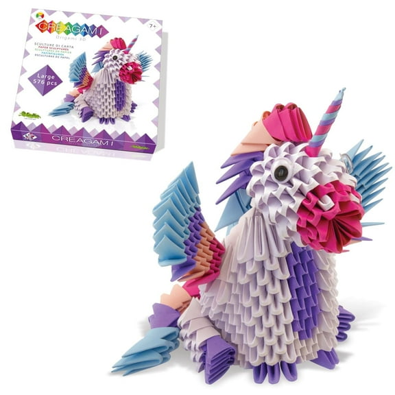Creagami Unicorn Origami Set - Large (576-piece) 3D Modular Paper Folding Kit for Art and Craft Lovers Ages 7 - Adult