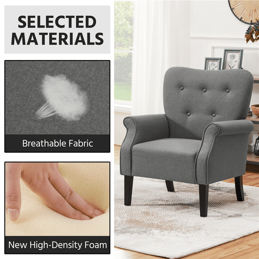 Renwick 2pcs Modern Accent Arm Chair, Dark Gray