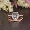 thumbnail image 5 of Ratan Gems Halo Blue Aquamarine Engagement & Wedding Ring Sets, 4.8 ct, Rose Gold-Plated, 2 Pieces, 5 of 6