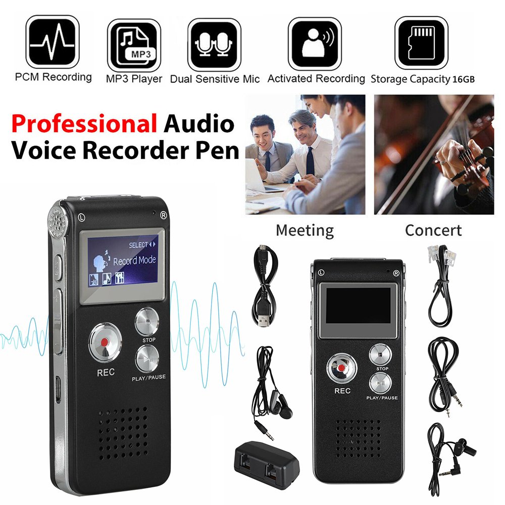 16GB Digital Voice Recorder Voice Activated Mini Audio Recorder for