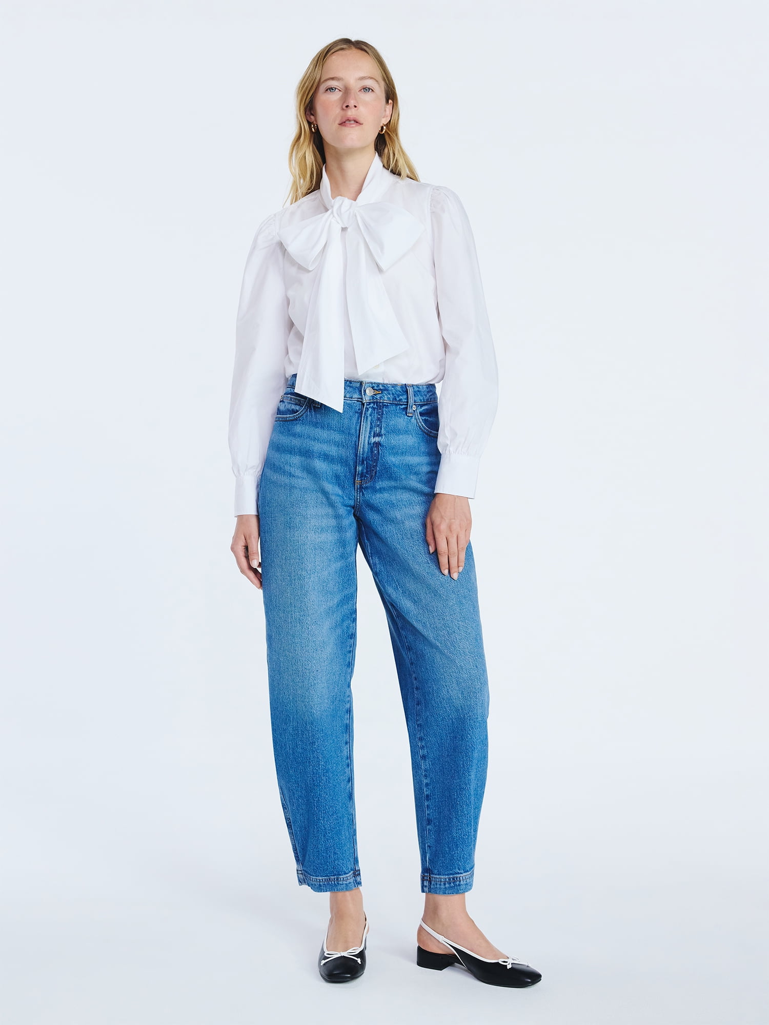 Free Assembly Women's Mid Rise Wide Hem Barrel Jeans, 28" Inseam, Sizes 0-20